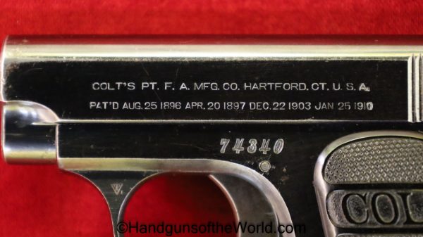 Colt, 1908, .25, 1912, with Box, Boxed, VP, Vest Pocket, 25, acp, auto, 6.35, 6.35mm, Handgun, Pistol, C&R, Collectible, Americana, Hand gun