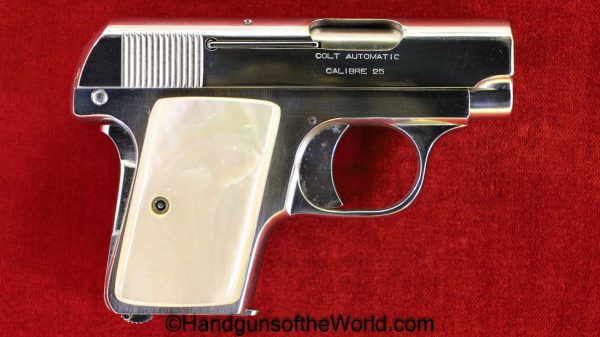 Colt, 1908, .25, 1914, Chrome, Pearl, VP, Vest Pocket, 25, 6.35, acp, auto, 6.35mm, Handgun, Pistol, C&R, Collectible, Model, Americana, USA, American