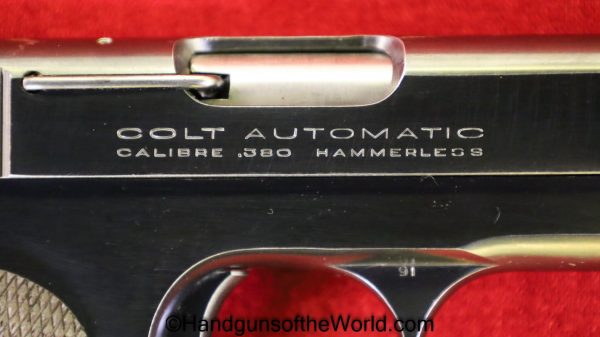Colt, 1908, .380, 1930, Pocket, Hammerless, Pocket Hammerless, 380, acp, auto, Model, Handgun, Pistol, C&R, Collectible, USA, Americana, American
