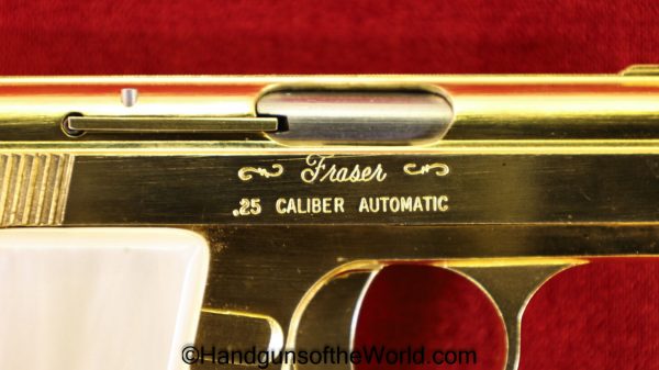 R.B. Industries, Frasier, Model 3, .25, Gold Plated, with Box, Boxed, Gold, Factory, Plated, Model, 3, III, Handgun, Collectible, VP, Vest Pocket, 25, 6.35