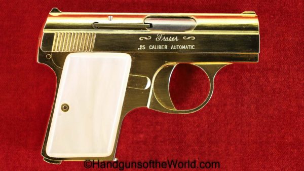 R.B. Industries, Frasier, Model 3, .25, Gold Plated, with Box, Boxed, Gold, Factory, Plated, Model, 3, III, Handgun, Collectible, VP, Vest Pocket, 25, 6.35