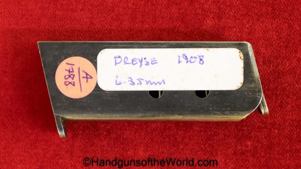 Dreyse, 1908, 6.35mm, Magazine-Clip, Magazine, Mag, Clip, German, Germany, Model, Handgun, Pistol, VP, Vest Pocket, 25, .25, acp, auto, 6.35, Hand gun