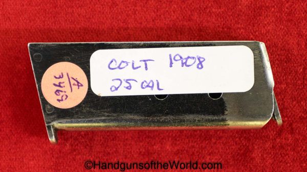 Colt, 1908, .25, Magazine, Clip, Mag, Original, Collectible, Handgun, Pistol, 25, acp, auto, 6.35, 6.35mm, VP, Vest Pocket, Model, American, US, USA
