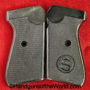 Sauer, 38H, Grips, Black, Bakelite, Original, 1a, Ia, Grip, Pair, Set, Original, Collectible, German, Germany, WWII, WW2, 38, h, Handgun, Pistol, Hand gun