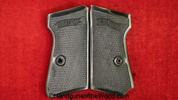 Walther, PP, Grips, WWII, Era, Black, Bakelite, Original, Collectible, German, Germany, French, Modified, WW2, Handgun, Pistol, Hand gun, Weighted