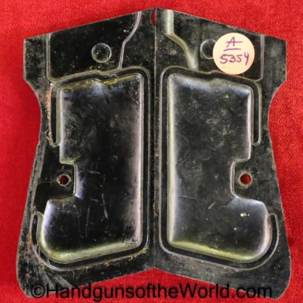 Walther, PP, Grips, WWII, Era, Black, Bakelite, early, open backs, Open, Back, Original, Collectible, WW2, German, Germany, Handgun, Pistol, Hand gun