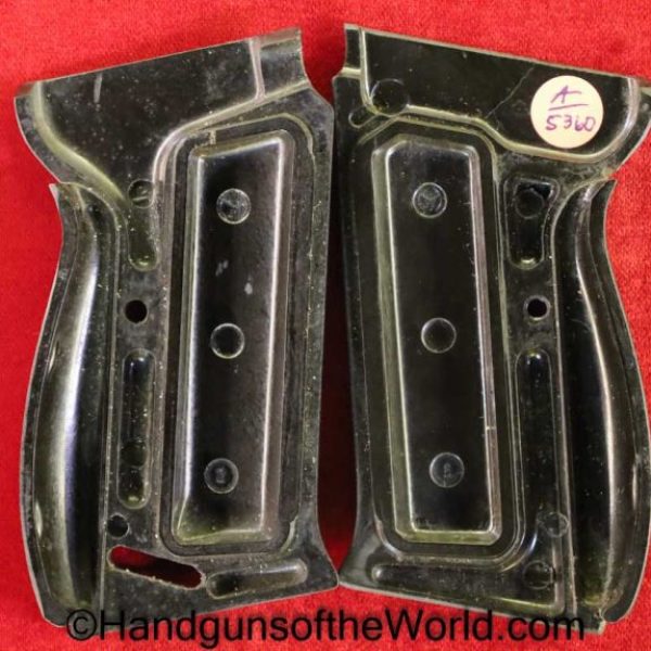 Walther, P-38, Grips, WWII, Era, dark brown, Bakelite, Original, Collectible, P38, P.38, P 38, German, Germany, WW2, Handgun, Pistol, Hand gun
