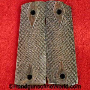 Original, Colt, 1911, Government Model, Pistol, Grips, Checkered walnut, with Diamond cut, Collectible, Wood, Wooden, Walnut, Checkered, Government