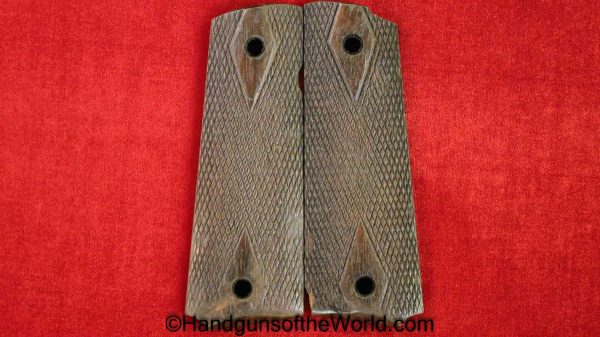 Original, Colt, 1911, Government Model, Pistol, Grips, Checkered walnut, with Diamond cut, Collectible, Wood, Wooden, Walnut, Checkered, Government