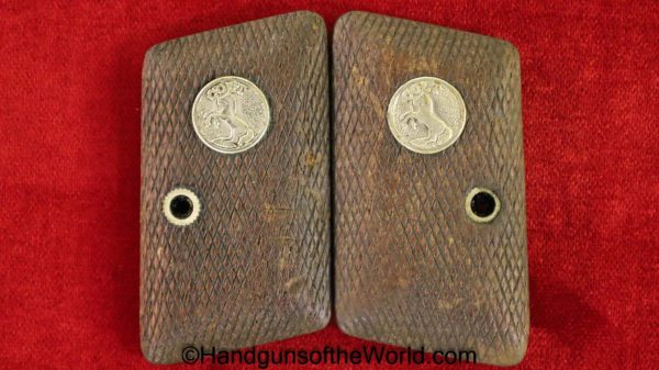 Colt, 1908, 25, Grips, .25, Original, Collectible, Walnut, Checkered, Wood, Wooden, VP, Vest Pocket, Handgun, Hand gun, Pistol, Black, Vintage, Old, Real