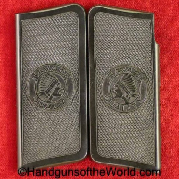 Savage, 1907, Grips, Original, Collectible, Grip, Pair, Set, Americana, Model, Hard, Rubber, Black, Handgun, Pistol, Hand gun, Old, Real, Vintage
