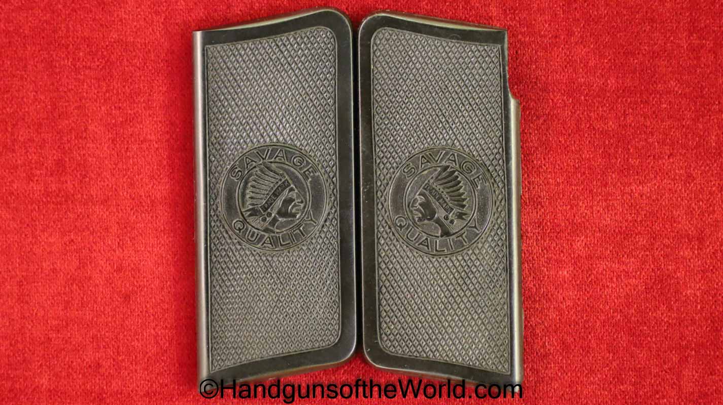 Savage, 1907, Grips, Original, Collectible, Grip, Pair, Set, Americana, Model, Hard, Rubber, Black, Handgun, Pistol, Hand gun, Old, Real, Vintage