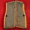 Browning, FN, Hi-Power, Grips, Checkered walnut, red painted backs, Red, Back, Walnut, Original, Collectible, BHP, High Power, Hi Power, Wood, Wooden