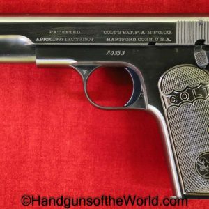 Colt, 1903, Hammerless, .32, 1st Issue, 1906, Pocket, Model, First, Issue, Type, 32, acp, auto, 7.65, 7.65mm, Handgun, Pistol, C&R, Collectible, Hand gun
