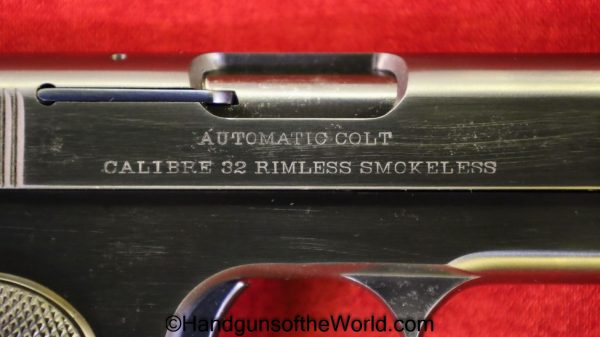 Colt, 1903, Hammerless, .32, 1st Issue, 1906, Pocket, Model, First, Issue, Type, 32, acp, auto, 7.65, 7.65mm, Handgun, Pistol, C&R, Collectible, Hand gun