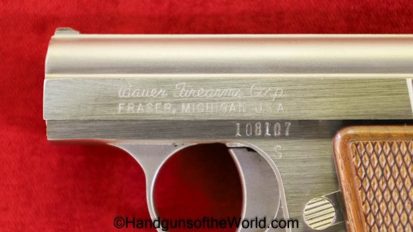 Bauer Firearms, Automatic, .25, Stainless, with Box, Boxed, Bauer, Bauer Automatic, 25, acp, auto, 6.35, VP, Vest Pocket, 6.35mm, Americana, American