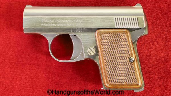 Bauer Firearms, Automatic, .25, Stainless, with Box, Boxed, Bauer, Bauer Automatic, 25, acp, auto, 6.35, VP, Vest Pocket, 6.35mm, Americana, American