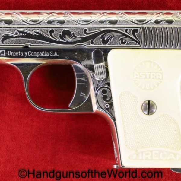 Astra, 200, 6.35mm, Factory Engraved, Nickel, Factory Nickel, Engraved, Spain, Spanish, Firecat, 1952, Handgun, Pistol, C&R, Collectible, VP, Vest Pocket