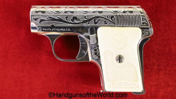 Astra, 200, 6.35mm, Factory Engraved, Nickel, Factory Nickel, Engraved, Spain, Spanish, Firecat, 1952, Handgun, Pistol, C&R, Collectible, VP, Vest Pocket