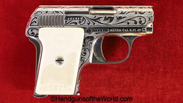 Astra, 200, 6.35mm, Factory Engraved, Nickel, Factory Nickel, Engraved, Spain, Spanish, Firecat, 1952, Handgun, Pistol, C&R, Collectible, VP, Vest Pocket