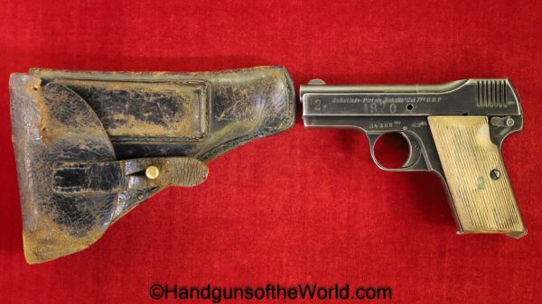 Becker & Hollander, Beholla, 7.65mm, German, WWI, with Holster, Germany, WW1, Handgun, Pistol, C&R, Collectible, Pocket, 7.65, 32, .32, acp, auto