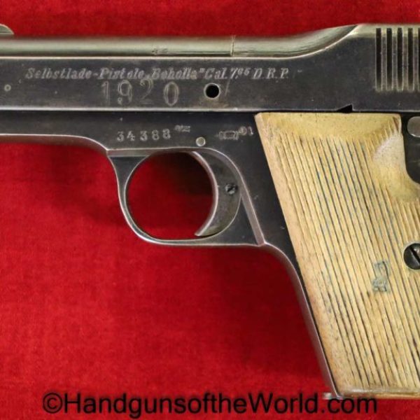 Becker & Hollander, Beholla, 7.65mm, German, WWI, with Holster, Germany, WW1, Handgun, Pistol, C&R, Collectible, Pocket, 7.65, 32, .32, acp, auto