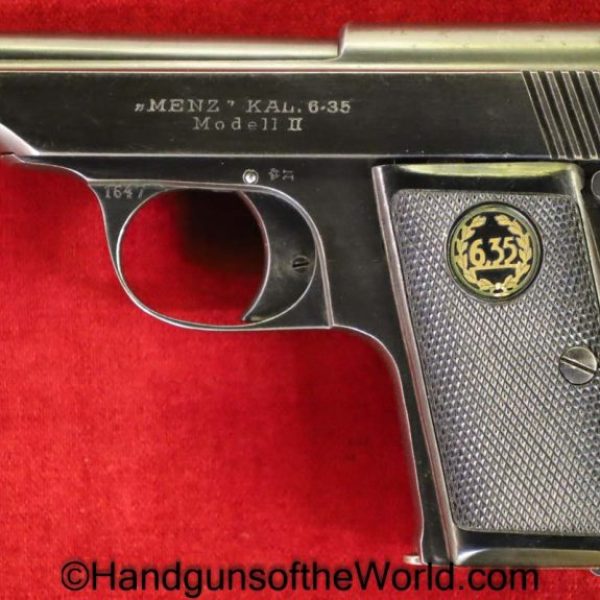 Menz, Model II, 6.35mm, Vest Pocket, VP, German, Germany, Handgun, Pistol, C&R, Collectible, 6.35, 25, .25, acp, auto, Model 2, Model, 2, II, Hand gun