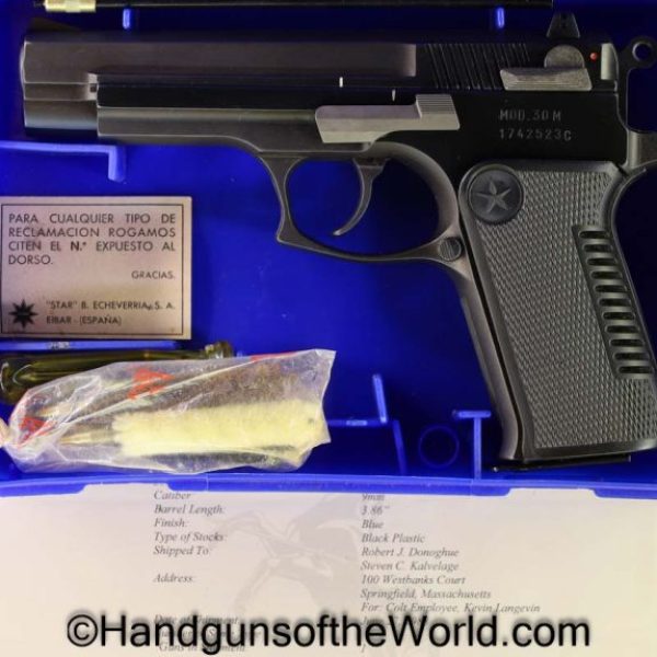 Star, Colt, Model 30M, 9mm, USA, XM9, Program, with Provenance, 30M, Model, handgun, pistol, collectible, lettered, with letter, Spain, Spanish, American