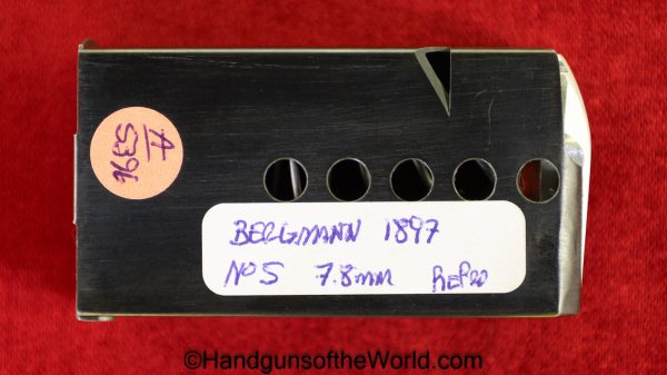Bergmann, 1897, No 5, 7.8mm, Magazine-Clip, Magazine, Mag, Clip, Repro, Reproduction, Newer, Collectible, Model, No5, No.5, Handgun, Pistol, Hand gun