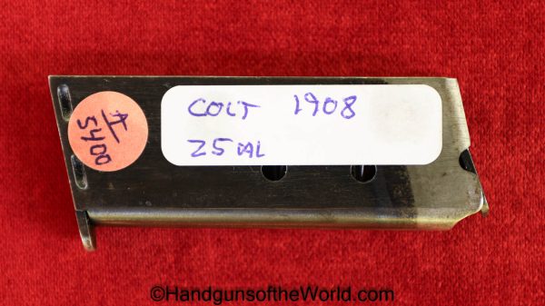 Colt, 1908, .25, Magazine, Clip, Mag, Original, Collectible, Handgun, Pistol, 25, acp, auto, 6.35, 6.35mm, VP, Vest Pocket, Model, American, US, USA