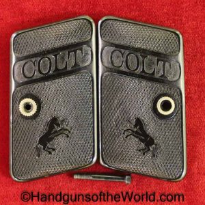 Colt, 1908, 25, Grips, .25, Original, Collectible, hard rubber, square top, Rubber, VP, Vest Pocket, Handgun, Hand gun, Pistol, Black, Vintage, Old, Real