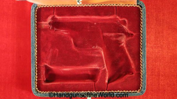 Walther, PPK, Display Case, Case, Blue, leatherette, red velvet lining, Handgun, Pistol, Hand gun, Original, Collectible, Post-War, Post War, German, Germany