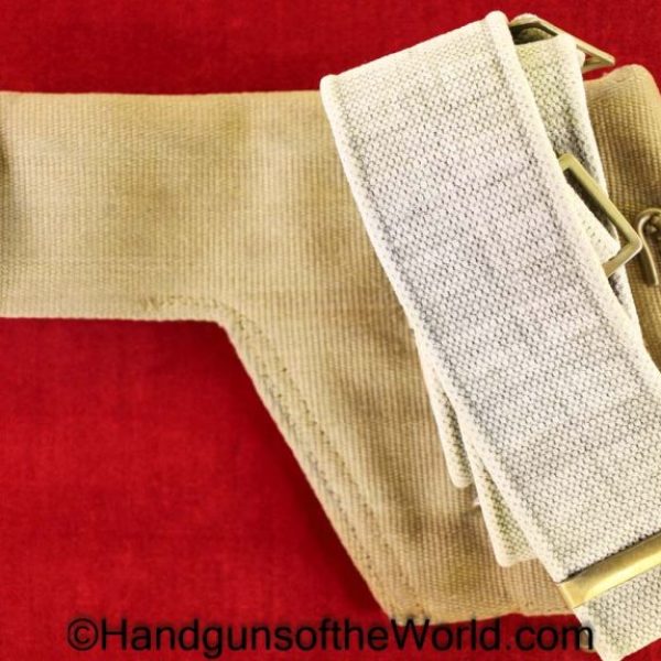 Enfield, No2 MKI*, Revolver, Holster, with Belt, Original, Collectible, Tan, canvas, 1942, British, UK, English, Webley, Mk4, MkIV, No2, No.2, No, 2, Mk, 4