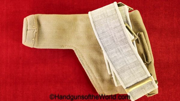 Enfield, No2 MKI*, Revolver, Holster, with Belt, Original, Collectible, Tan, canvas, 1942, British, UK, English, Webley, Mk4, MkIV, No2, No.2, No, 2, Mk, 4