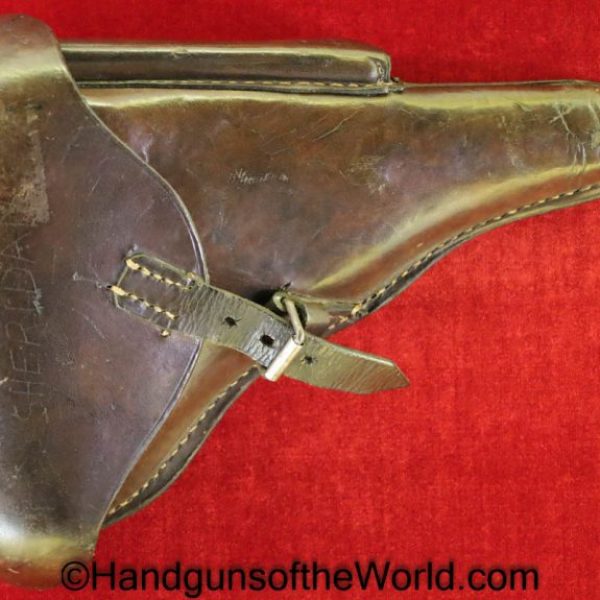 Luger, P.08, Holster, Dated, 1918, Brown, leather, hardshell, Hard Shell, Original, Collectible, German, Germany, P08, P 08, P-08, WWI, WW1, Handgun, Pistol