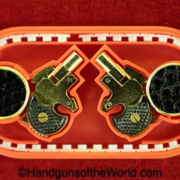 Andres & Dvorsky, Xythos, Derringer, 2mm, Mini, Single Shot, Pistols, Pistol, Handgun, Collectible, Non-FFL, Non FFL, Gold, Gold Plated, Cased, Case