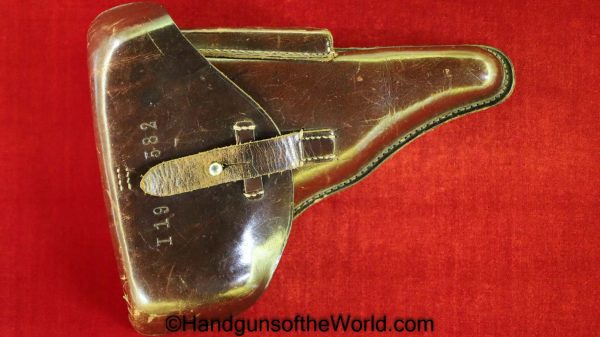 Walther, P-38, Holster, Swedish, M39, Pattern, Dark Brown, leather, Police, hardshell, Original, Collectible, Sweden, Unit Marked, P38, P 38, P.38