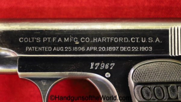 Colt, 1908, .25, 1909, 25, acp, auto, Handgun, Pistol, C&R, Collectible, VP, Vest Pocket, 6.35, 6.35mm, Model, Americana, American, US, USA, America
