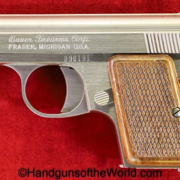 Bauer Firearms, Automatic, .25, Stainless, Bauer, Bauer Automatic, 25, acp, auto, 6.35, VP, Vest Pocket, 6.35mm, Americana, American, Handgun, Pistol