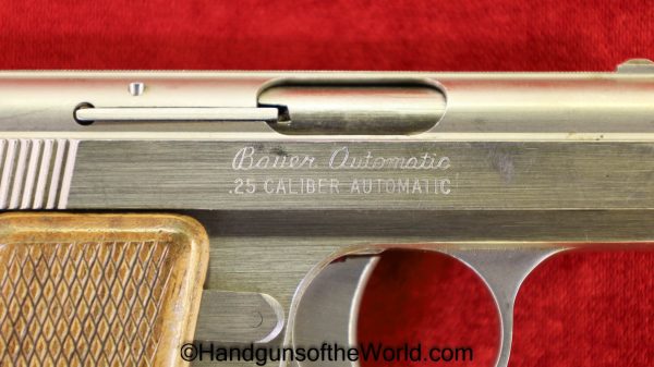 Bauer Firearms, Automatic, .25, Stainless, Bauer, Bauer Automatic, 25, acp, auto, 6.35, VP, Vest Pocket, 6.35mm, Americana, American, Handgun, Pistol