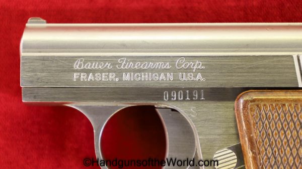 Bauer Firearms, Automatic, .25, Stainless, Bauer, Bauer Automatic, 25, acp, auto, 6.35, VP, Vest Pocket, 6.35mm, Americana, American, Handgun, Pistol