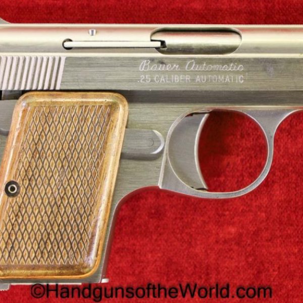 Bauer Firearms, Automatic, .25, Stainless, Bauer, Bauer Automatic, 25, acp, auto, 6.35, VP, Vest Pocket, 6.35mm, Americana, American, Handgun, Pistol