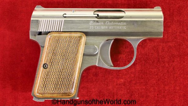 Bauer Firearms, Automatic, .25, Stainless, Bauer, Bauer Automatic, 25, acp, auto, 6.35, VP, Vest Pocket, 6.35mm, Americana, American, Handgun, Pistol