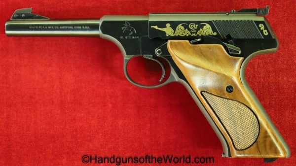Colt, Huntsman, .22lr, Model S, Masters Edition, Package, 1983, Handgun, Pistol, Collectible, Gold, Etched, Model, S, Masters, Master’s, Edition, USA, US
