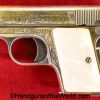 Colt, 1908, .25, Custom Engraved, Gold, Pearl Grips, Plated, VP, Vest Pocket, Model, Handgun, Pistol, C&R, Collectible, 25, acp, auto, 6.35, 6.35mm