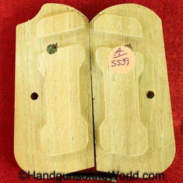 Colt, 1903, 1908, Grips, Checkered, walnut, Nickel, Colt medallions, Medallions, newer, handgun, pistol, pocket, hammerless, model, pair, set, grip