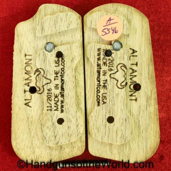 Colt, 1903, 1908, Grips, Checkered, walnut, Gold, Colt medallions, Medallions, newer, handgun, pistol, pocket, hammerless, model, pair, set, grip, Altamont