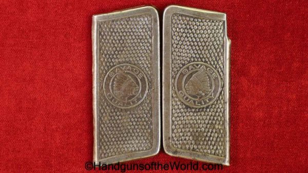 Savage, 1907, Steel, Grips, Grip, Pair, Model, Early, Handgun, Hand gun, Pistol, American, America, Americana, US, USA, Old, Real, Original, Collectible