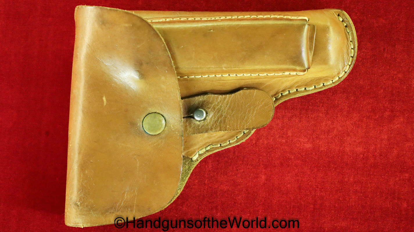 CZ-27, Police Marked, Holster, tan, leather, original, collectible, CZ, 27, CZ27, CZ 27, police, German, Germany, WWII, WW2, RBn, RBnr, Czech, Czechoslovakia