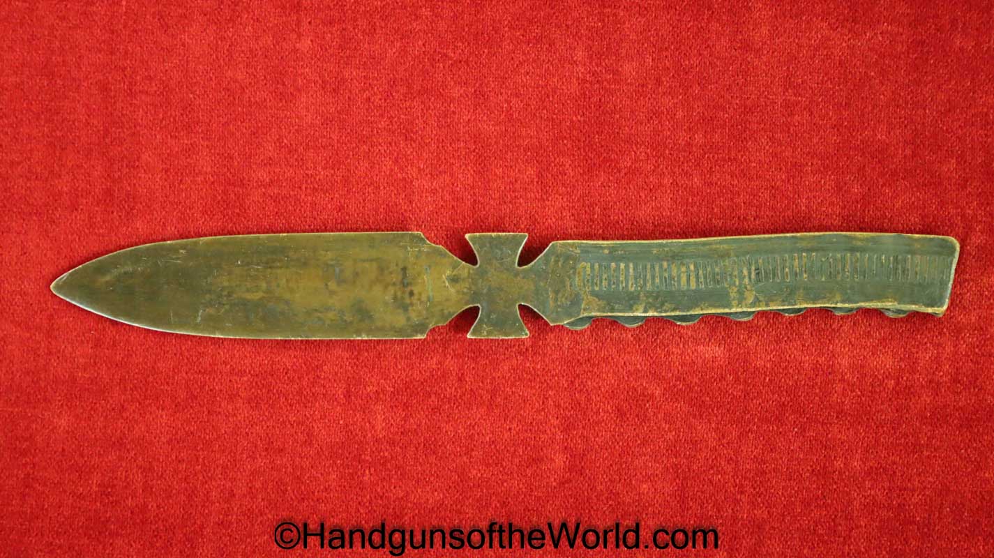 Knife, Made From Copper Shrapnel, Made, From Copper, Shrapnel, German, Knights Cross, GI, Original, Collectible, Souvenir, WWII, WWI, WW2, WW1, Oddity